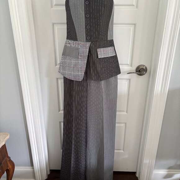 Fashion Nova Attention to Detail Grey/Combo Jumpsuit Size M NWT - Picture 2 of 8